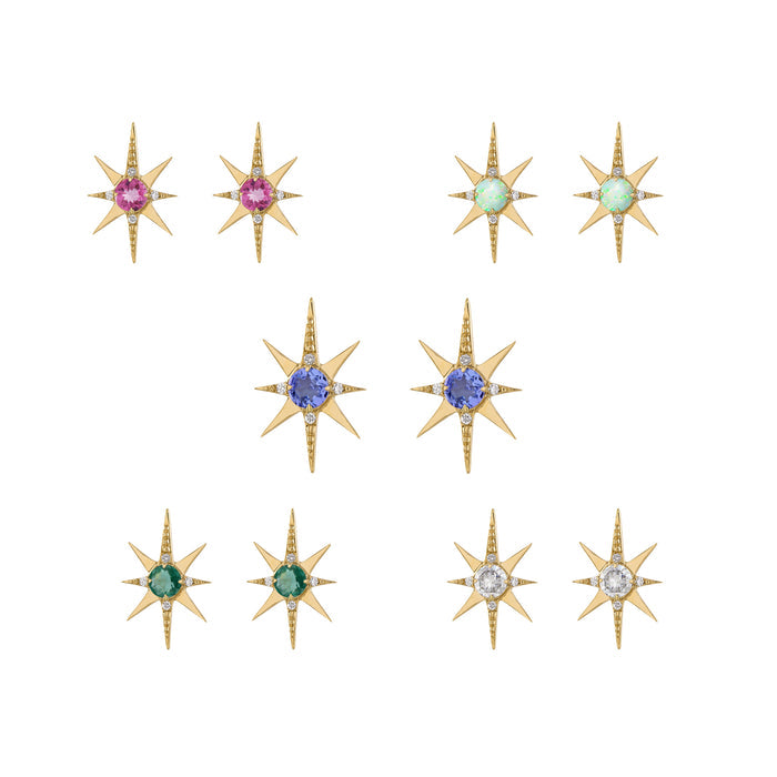 Starburst Stud Earrings - Large - Pink Tourmaline