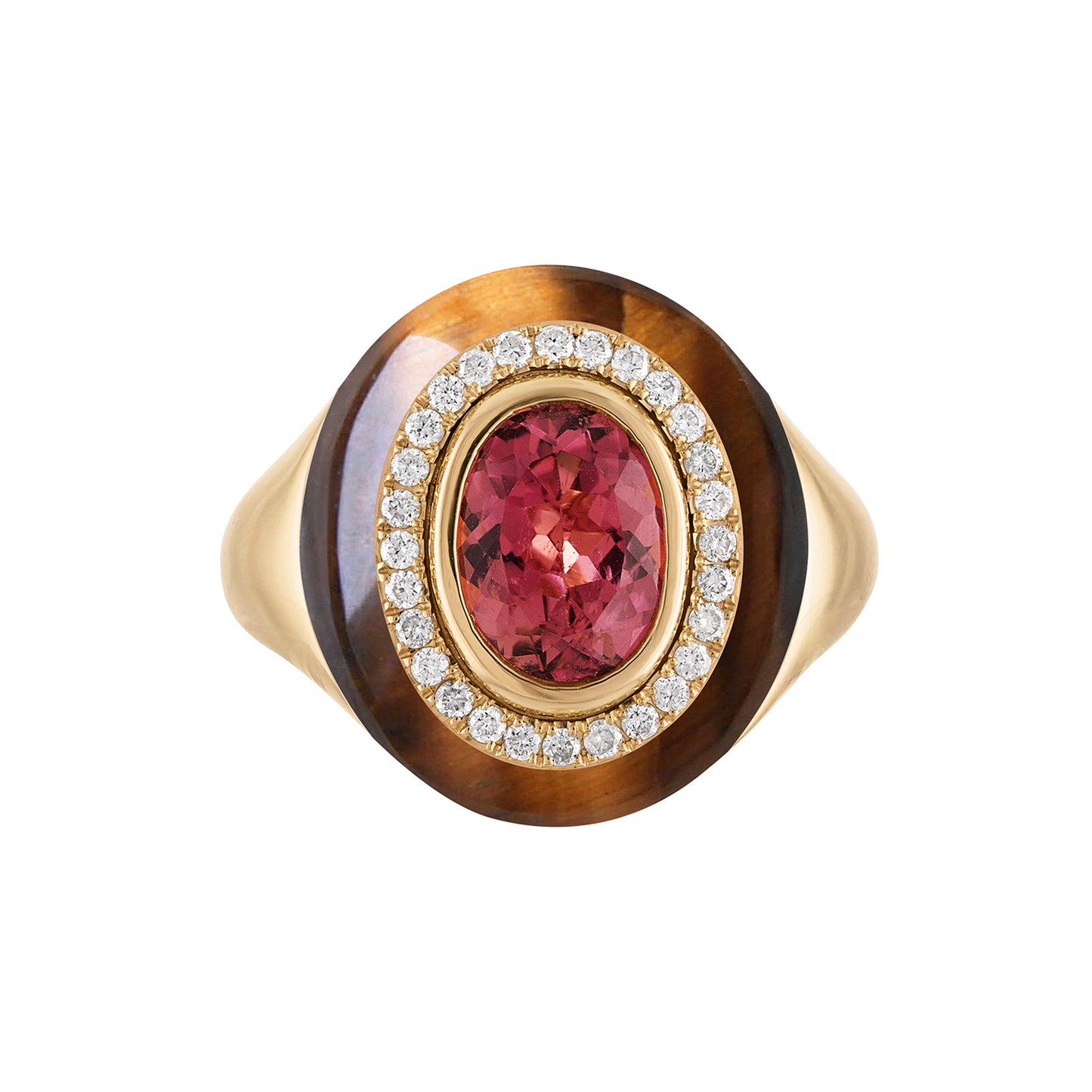 Wisdom Stone Ring - Pink Tourmaline and Tigers Eye