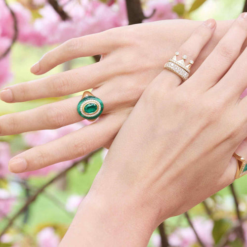 Wisdom Stone Ring - Malachite + Emerald