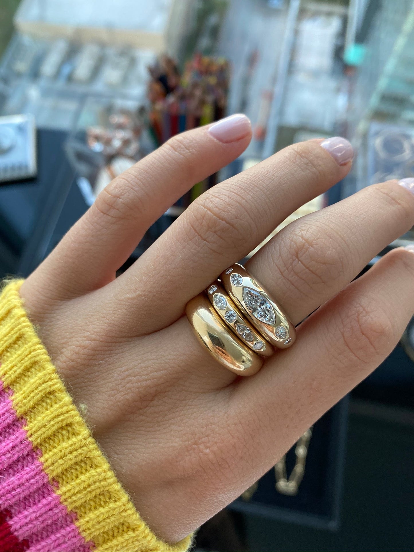 Skinny Nomad Ring - Round & Marquise Diamonds