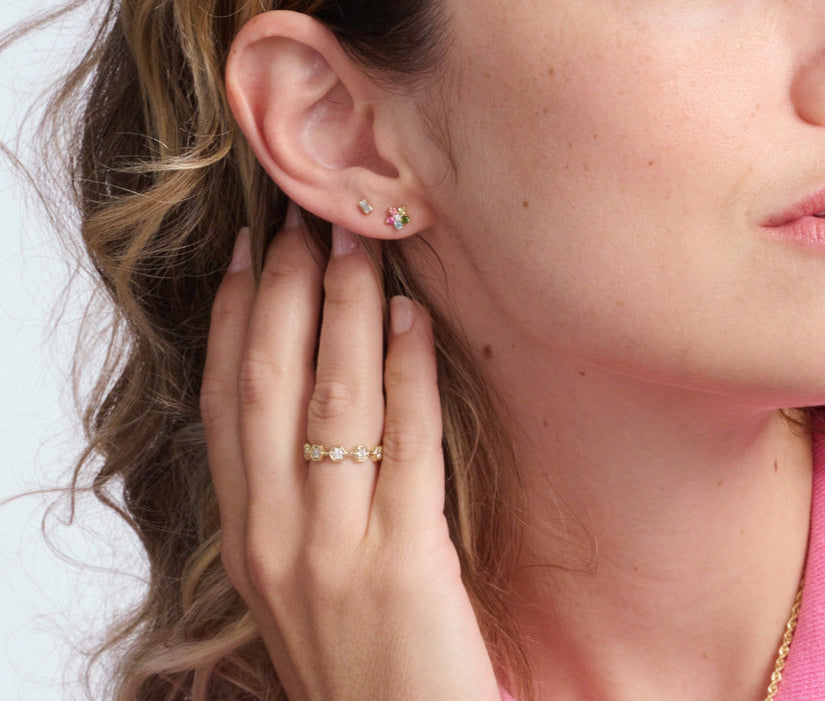 Aurora Studs with Tourmaline & Diamond