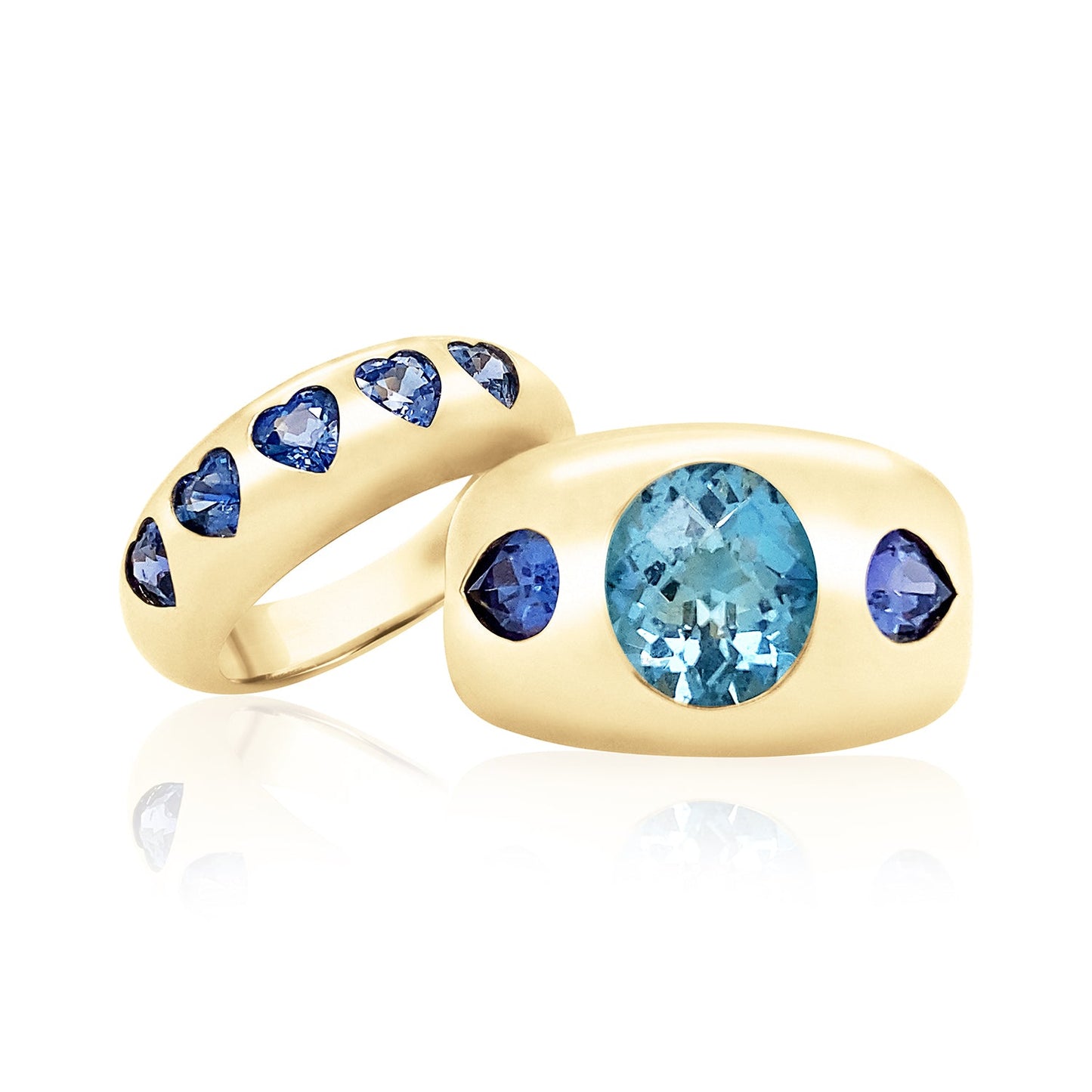 Nomad Ring - Ombre Blue Sapphire Hearts