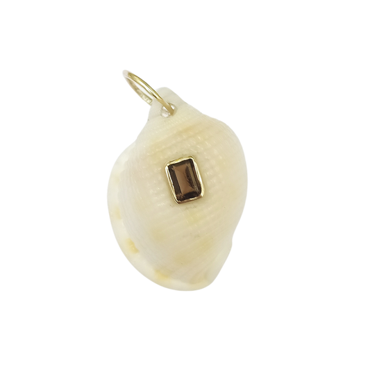 White Shell With Smoky Quartz