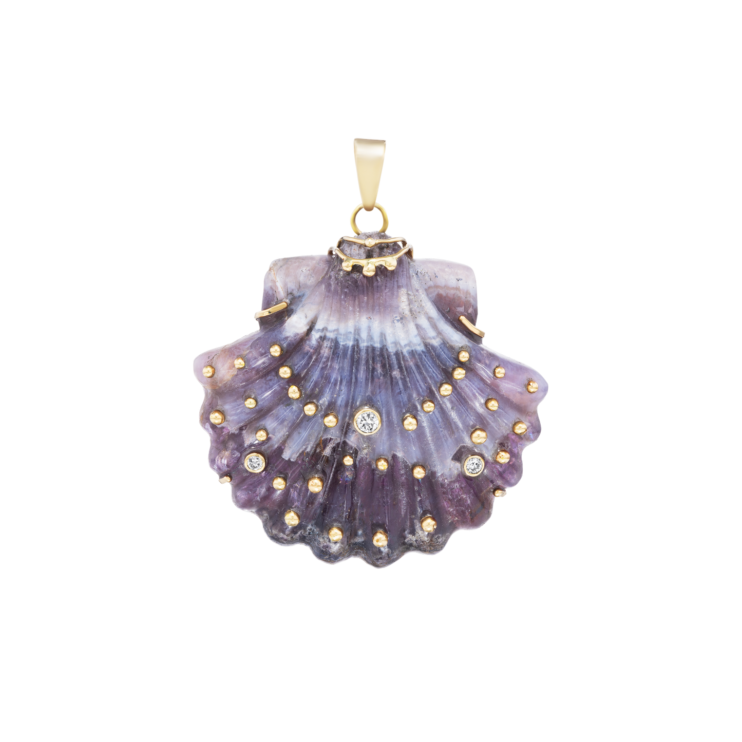 Carved Amethyst Shell Pendant