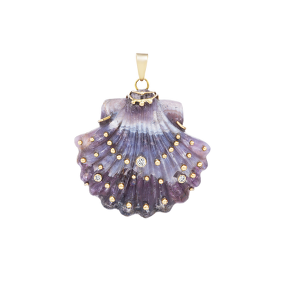 Carved Amethyst Shell Pendant
