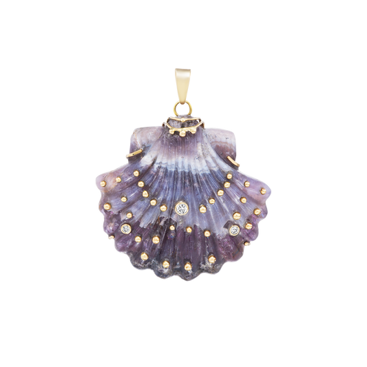 Carved Amethyst Shell Pendant