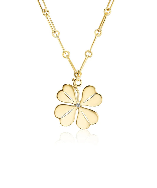 40mm Diamond Four Leaf Clover Pendant