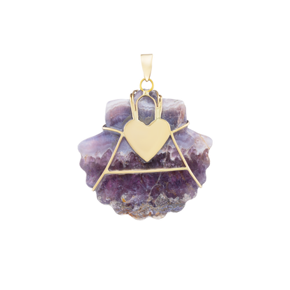 Carved Amethyst Shell Pendant