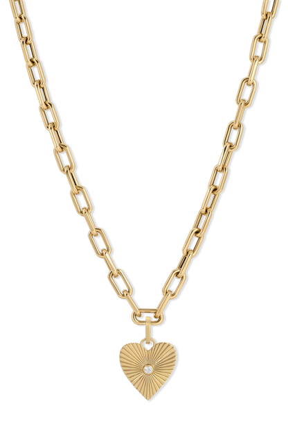 Groovy Diamond Heart Rays Hinged Charm