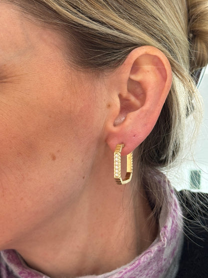 Spark Octagon Hoop Earring - Diamond