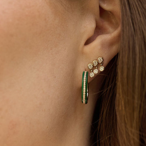 Stoned Elongated Huggie - Malachite