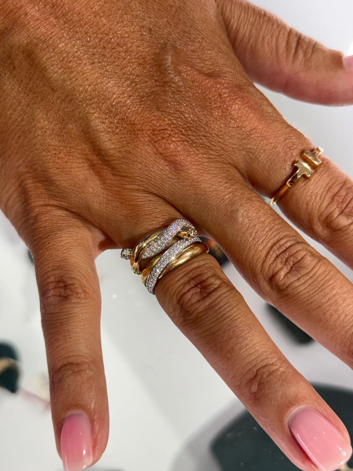 Half Diamond Ties Ring