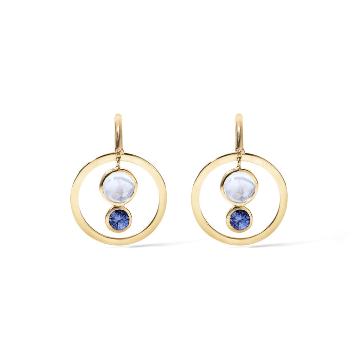 Sapphire Venn Earrings - Moonstone - Small