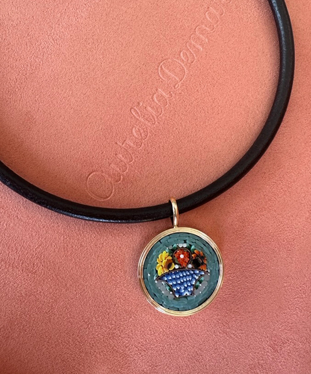Mosaic Pendant on Leather Cord