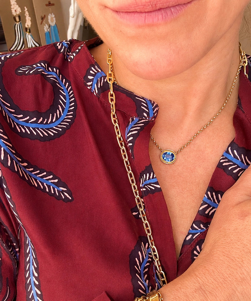 Eclipse Necklace with Blue Sapphire