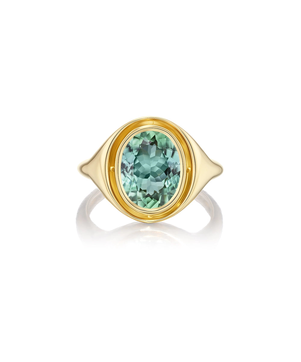 Eclipse Ring with Green Tourmaline