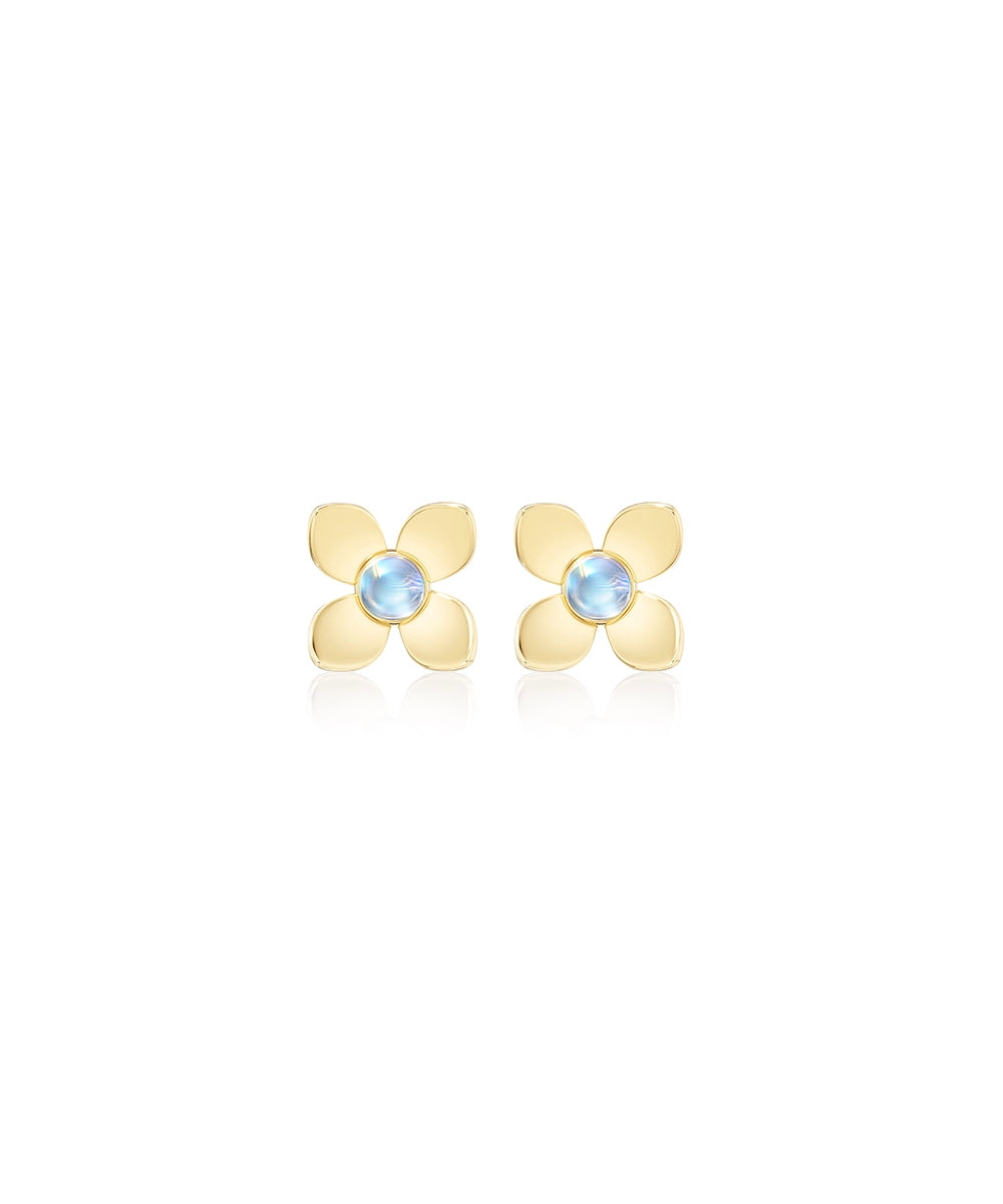 Large Fleur Earrings with Moonstone