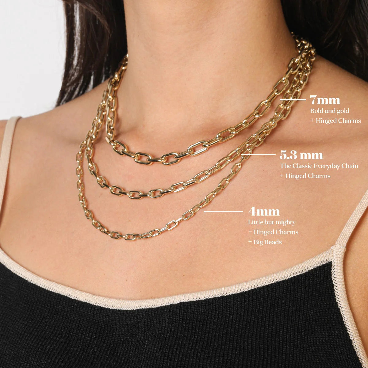 4mm Wide Italian Chain Link Necklace