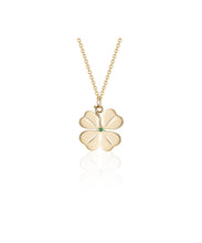 Load image into Gallery viewer, Small Four Leaf Clover with Emerald