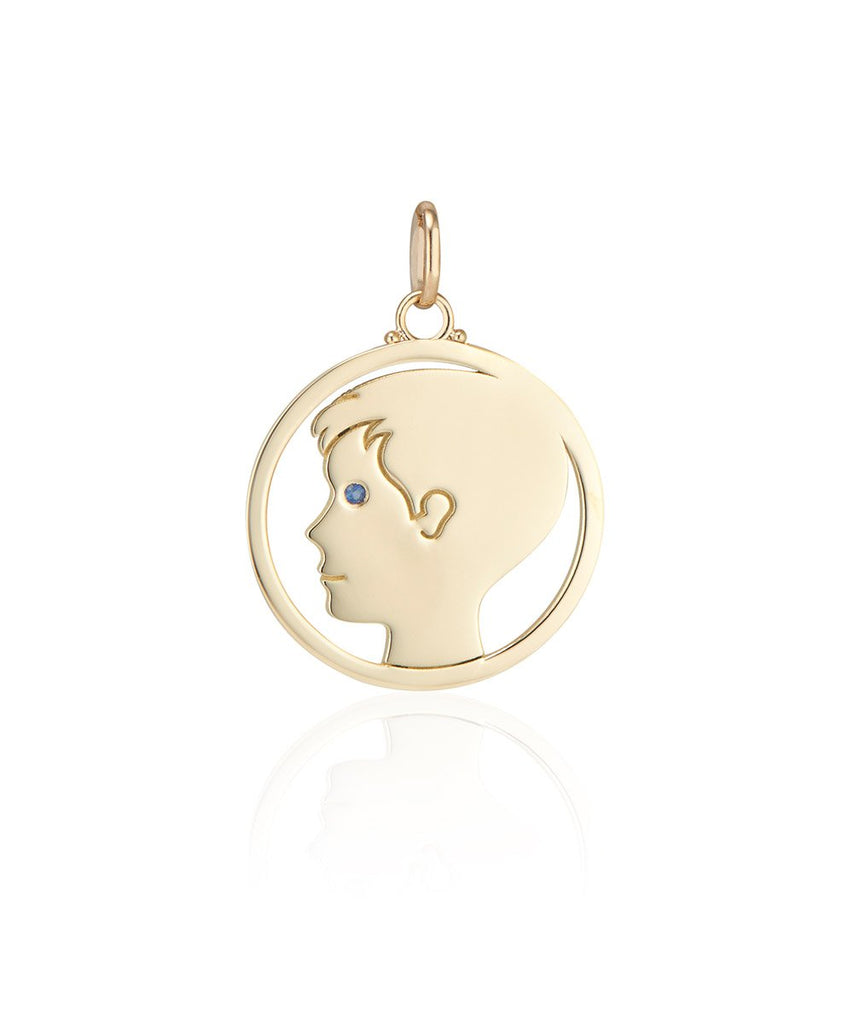 Medium Older Boy Pendant with Blue Sapphire