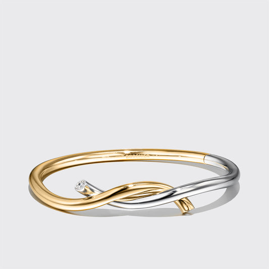Ties Bangle - Yellow + White Gold