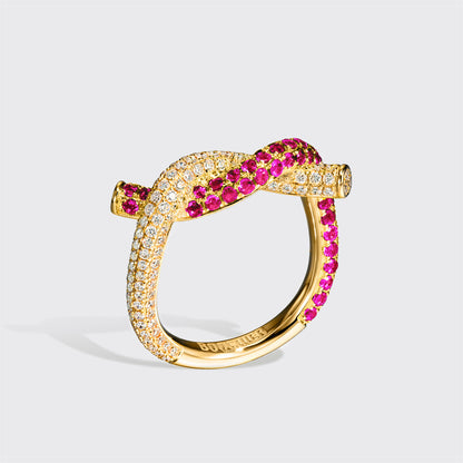 Pink Sapphire and Diamond Ties Ring