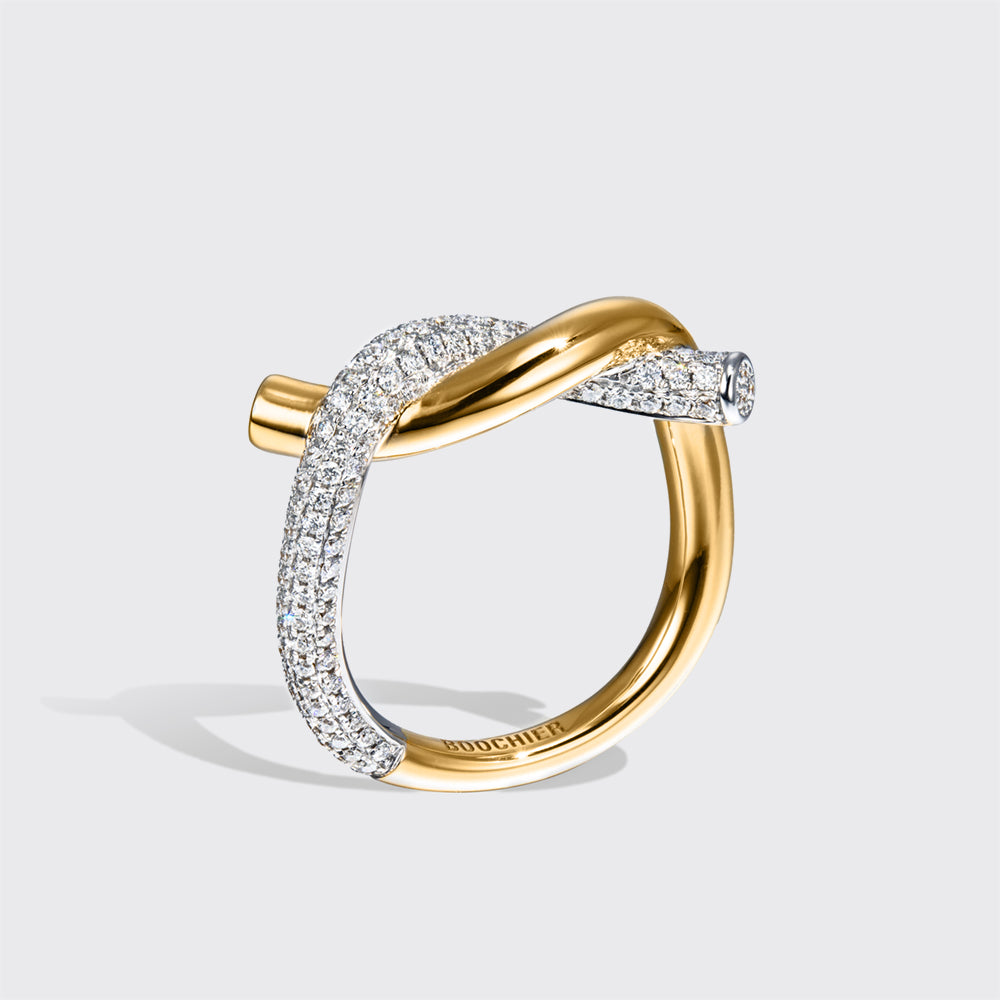 Half Diamond Ties Ring