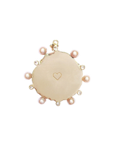 Load image into Gallery viewer, Scallop Shell Halo with Pink Cultured Pearls and White Topaz