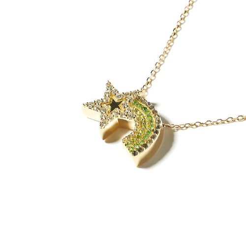 Juju Shooting Star Charm Necklace in Green