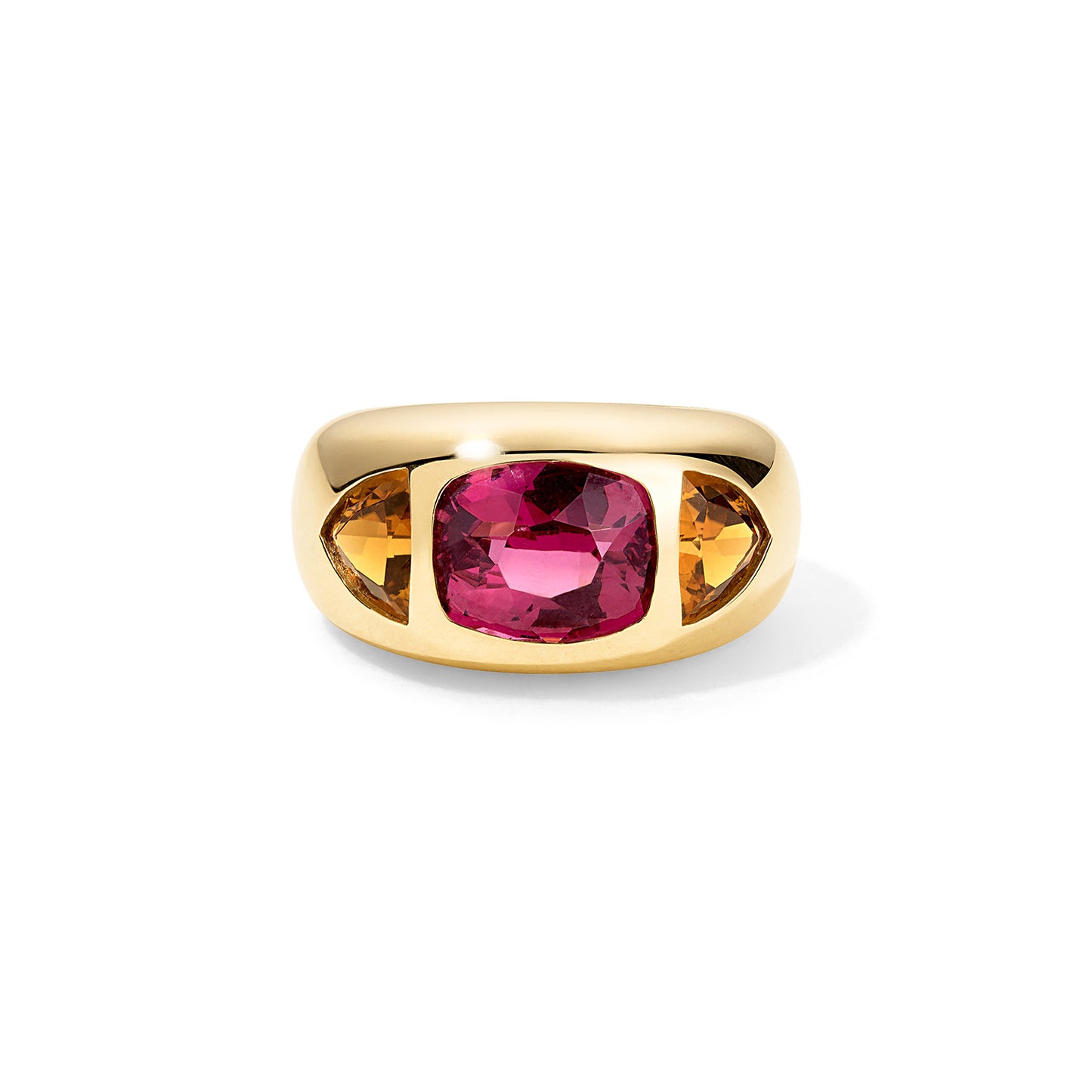 Chunky Nomad Ring with Garnet and Yellow Tourmaline