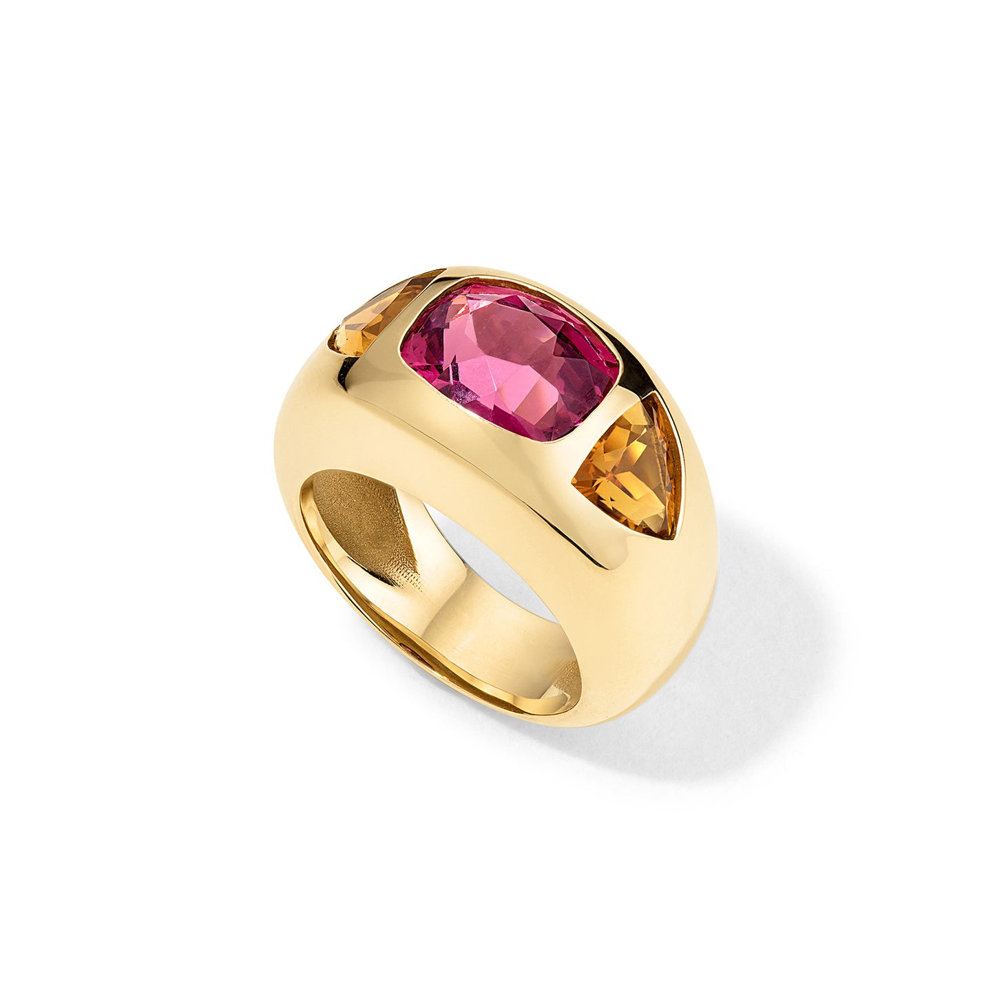 Chunky Nomad Ring with Garnet and Yellow Tourmaline