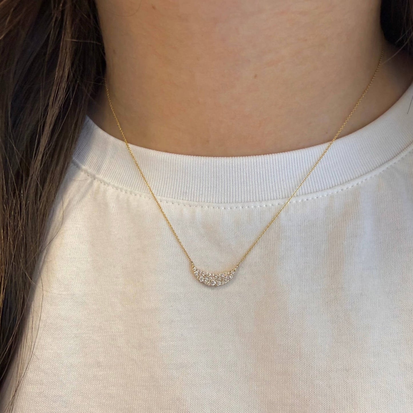 Crescent Diamond Bar Necklace