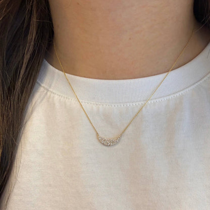 Crescent Diamond Bar Necklace