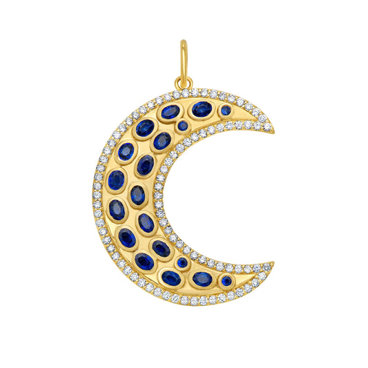 Maneskin Moon Charm with Blue Sapphires
