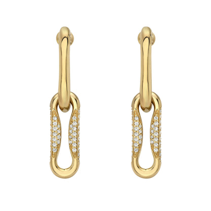 Milano Pinched Link Drop Earrings with Diamonds