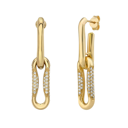 Milano Pinched Link Drop Earrings with Diamonds