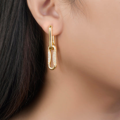 Milano Pinched Link Drop Earrings with Diamonds