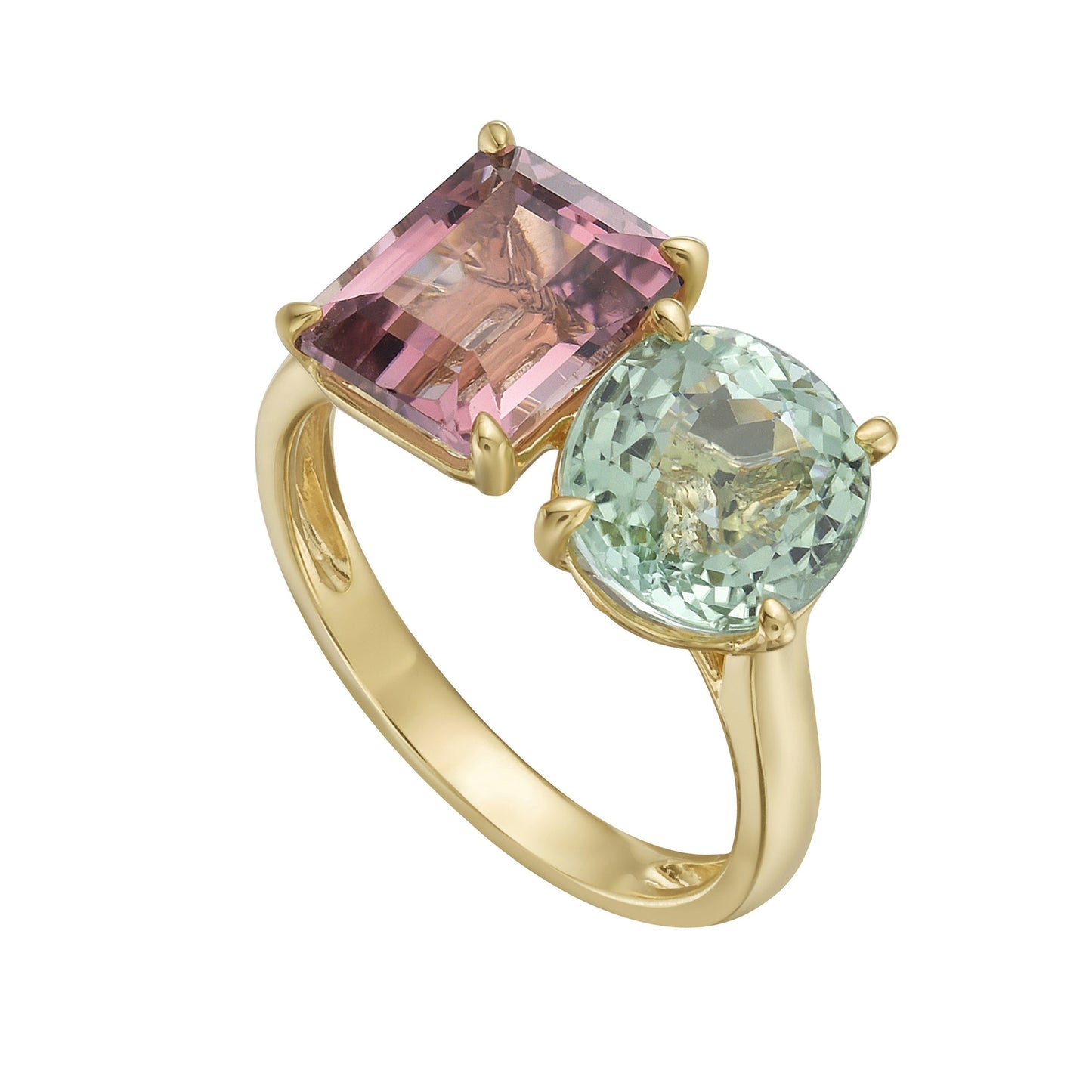 Toi et Moi Ring with Pastel Tourmalines