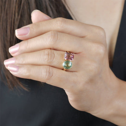 Toi et Moi Ring with Pastel Tourmalines
