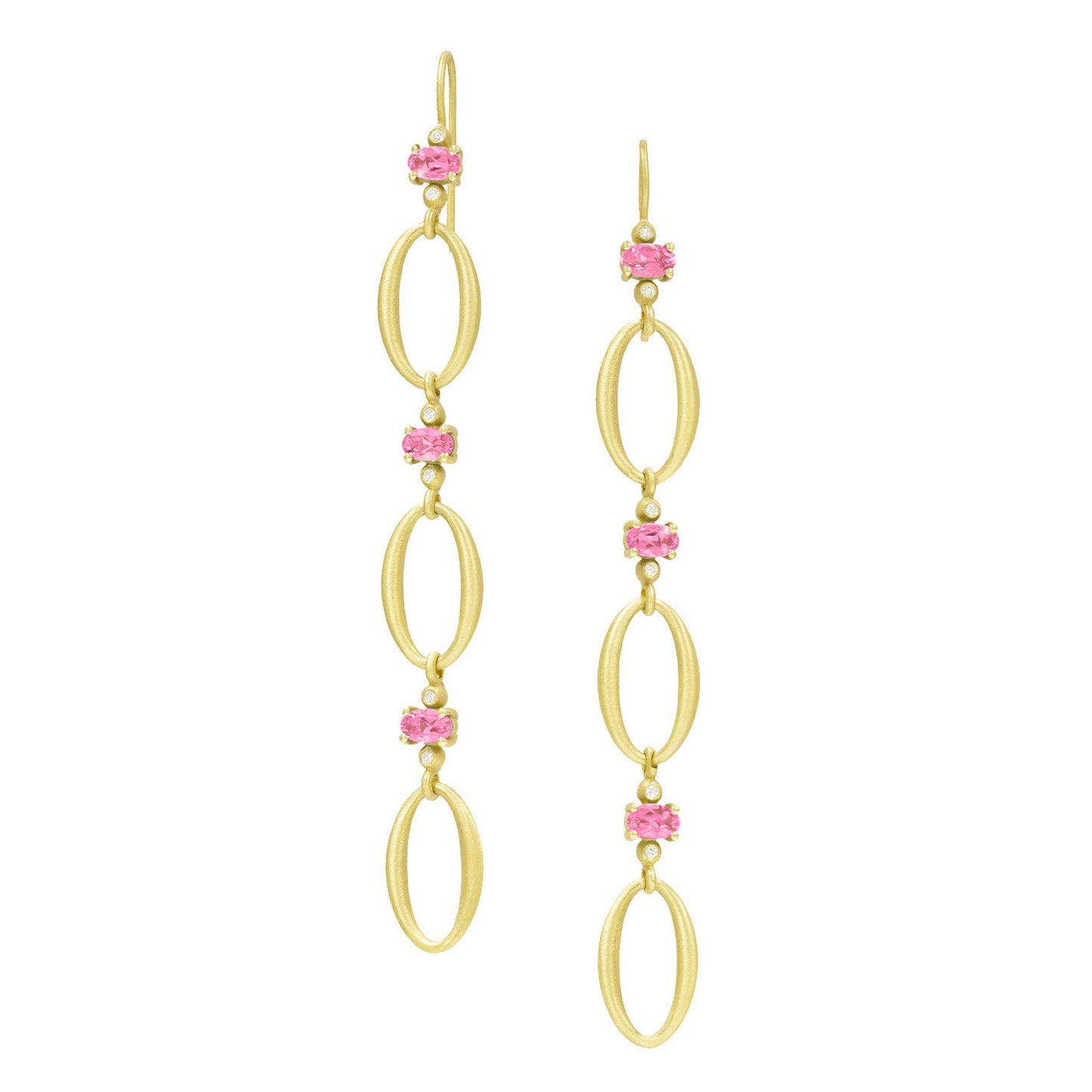 Oval Link Earrings - Pink Tourmaline