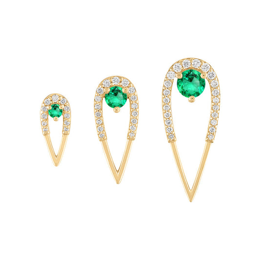 Peacock Stud Earrings - Large - Green Emerald