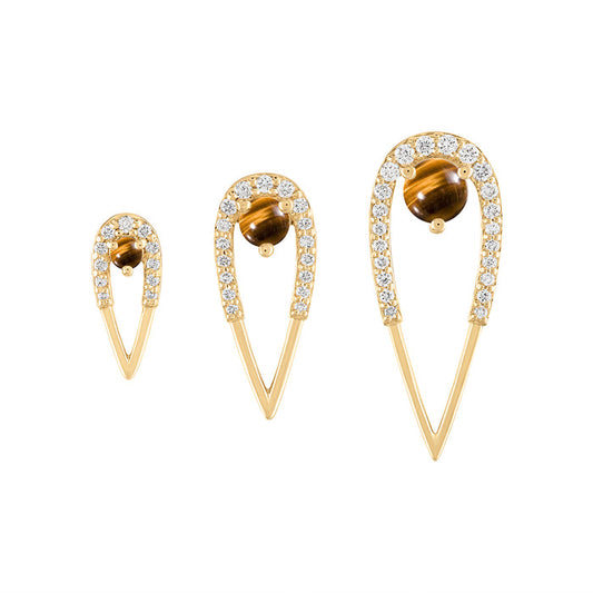 Peacock Stud Earrings - Mini - Tiger's Eye