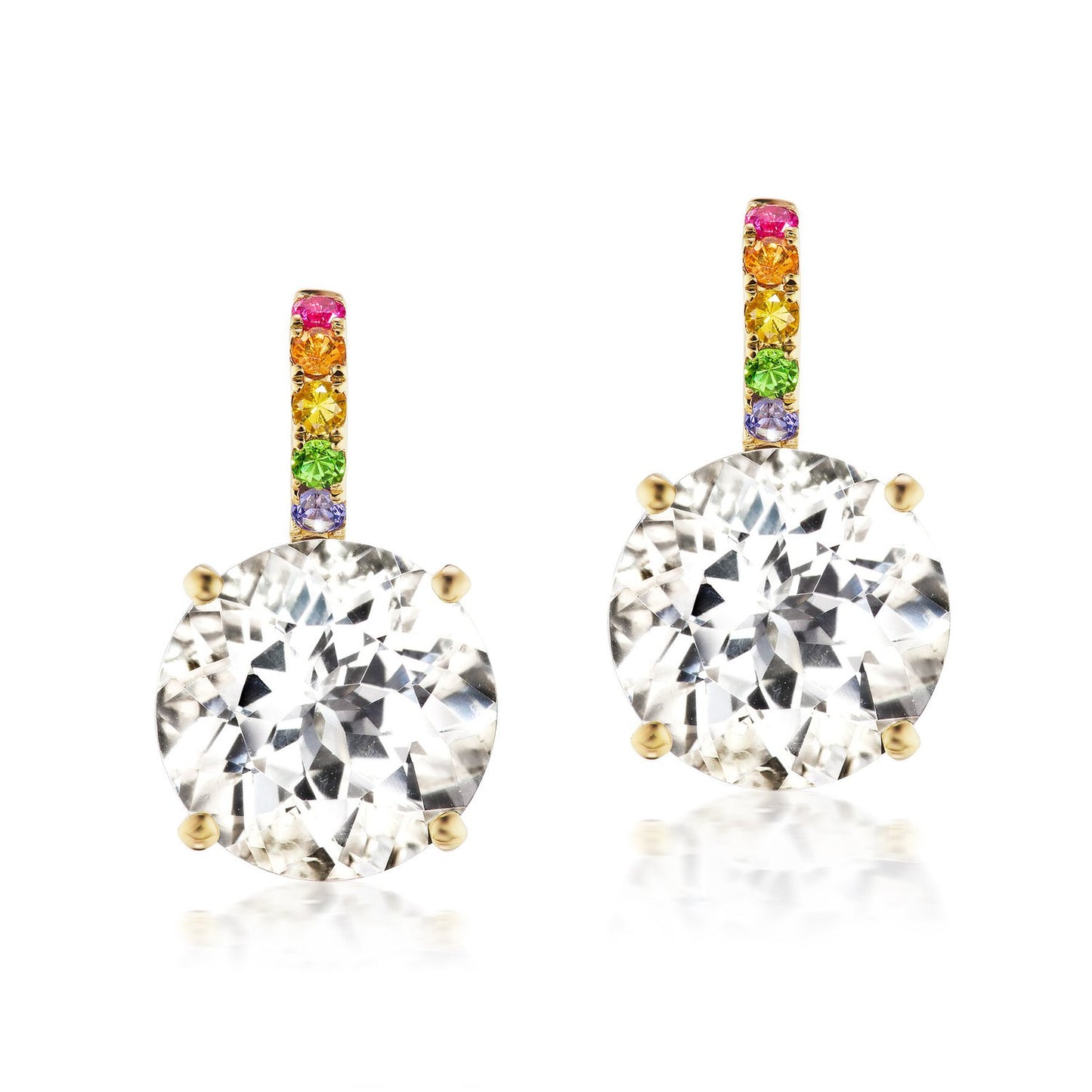 Color Candy Drop Earrings with White Topaz and Rainbow