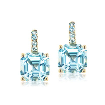 Cirque Octagonal Drop Earrings with Blue Topaz