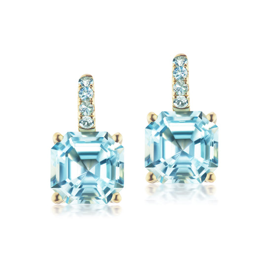 Cirque Octagonal Drop Earrings with Blue Topaz