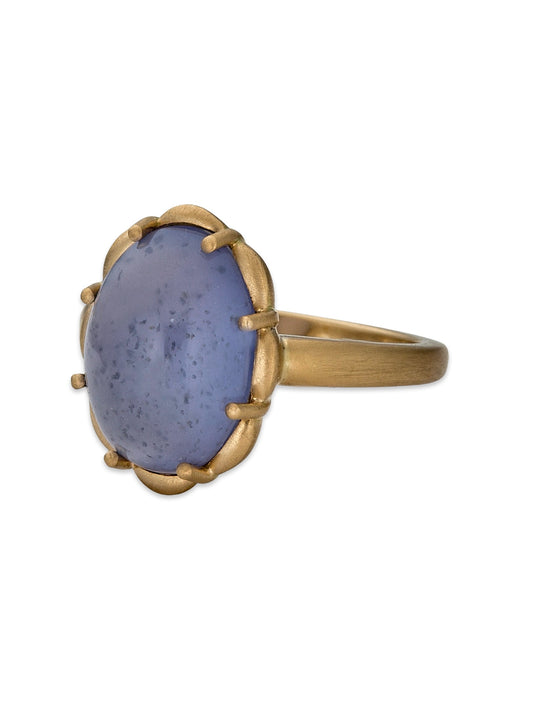 Petite Margot Ring with Blue Chalcedony