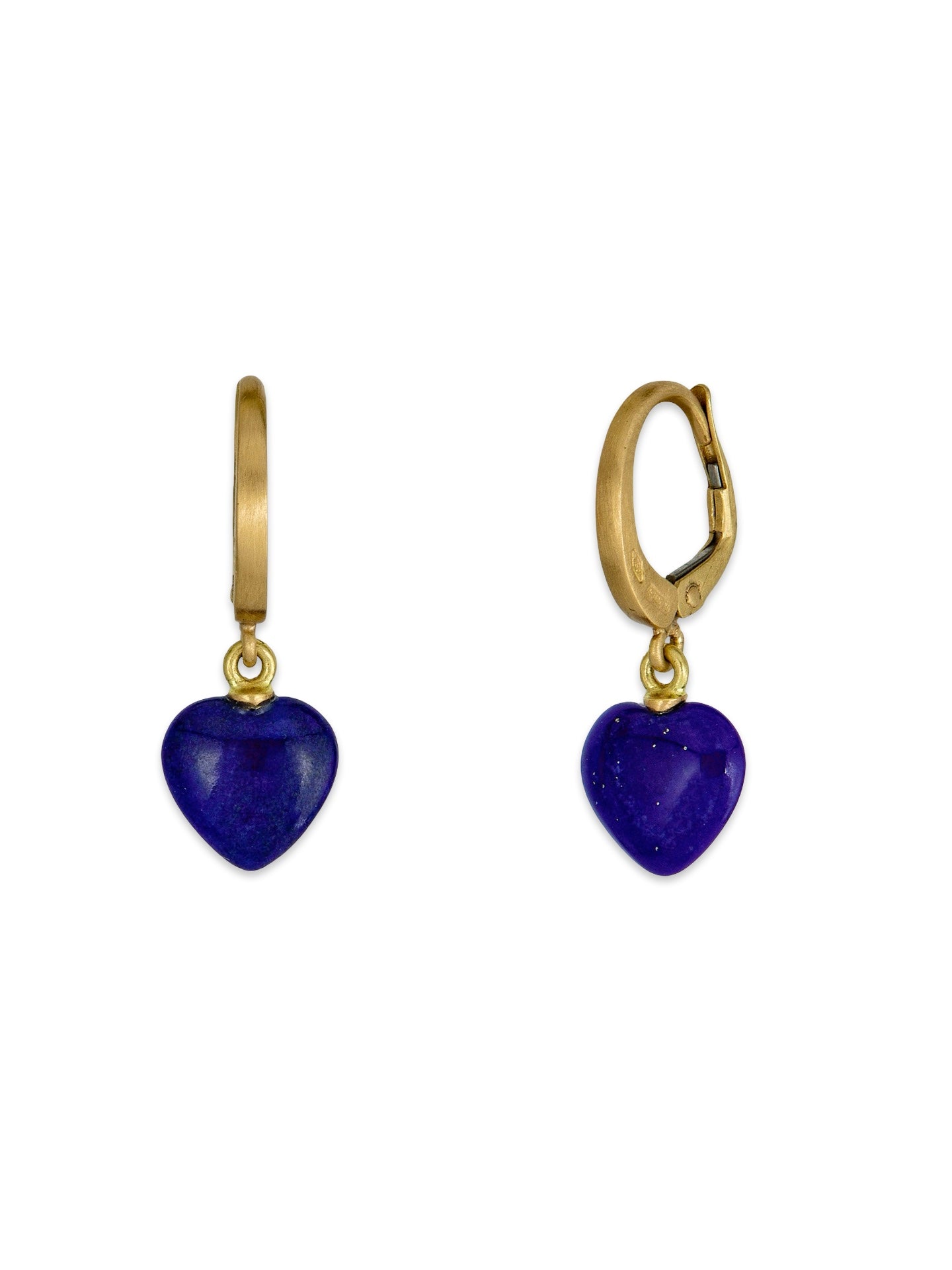 Mini Heart Leverback Earrings with Lapis Lazuli