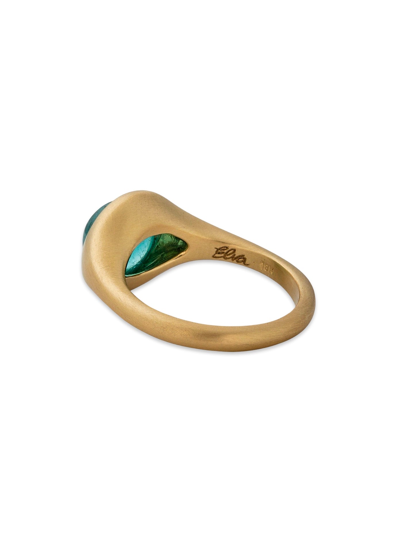 Round Anello all'Inglese Ring with Blue Green Tourmaline