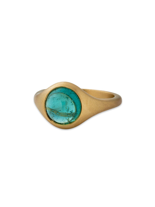 Round Anello all'Inglese Ring with Blue Green Tourmaline