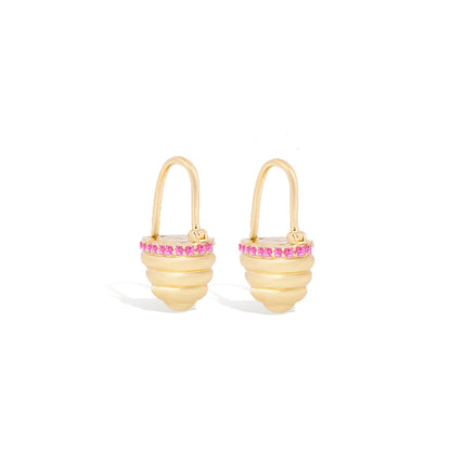 Found Cap Huggie Earring - Pink Sapphire